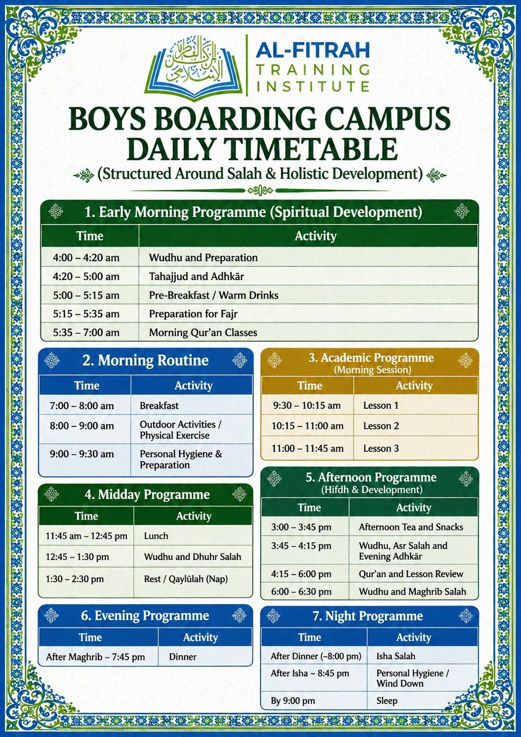 Timetables